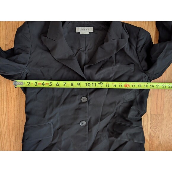 Gucci Uniform Black Wool Double Breasted Blazer Size 46 Pockets Dress - Picture 12 of 13
